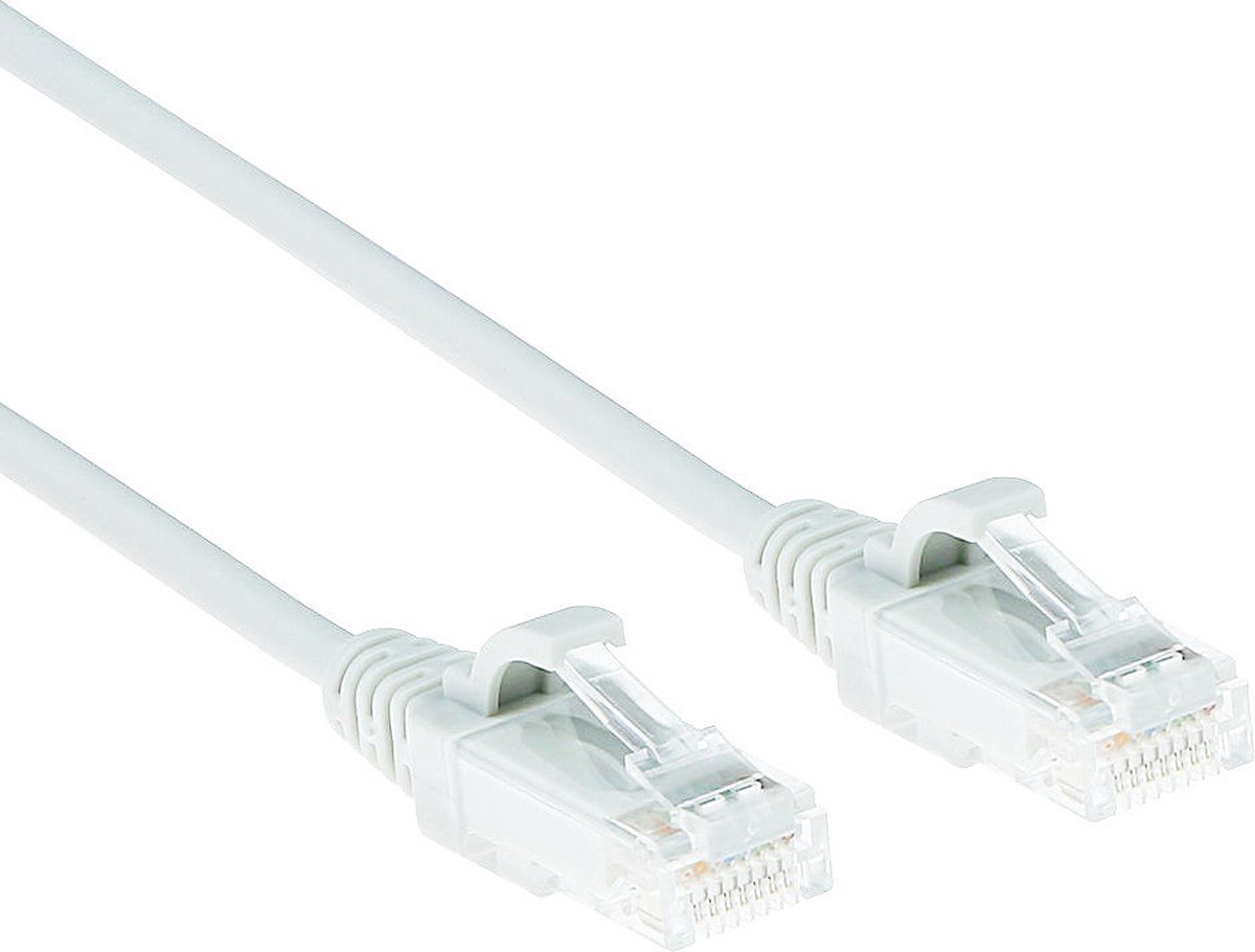 Image of ACT Witte 3 meter LSZH U/UTP CAT6 datacenter slimline patchkabel snagless met RJ45 connectoren DC8903