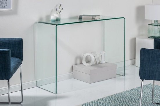 Extravagante glazen consoletafel FANTOME 100 cm transparant bureau, volledig glazen tafel - 22866