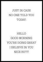 Poster Just In Case - 30x40 cm - Quotes poster - Exclusief fotolijst – WALLLL