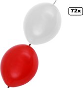72x Ballon à nœud complet rouge/blanc 25cm - Fête à thème Ballon festival
