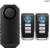 TechU™ Draadloos Fietsalarm Met 2 Afstandsbedieningen – Alarm tegen Dieven – Anti-Dieven Trilling Detector – Waterdicht – Bereik tot 20 Meter – Werkt via USB