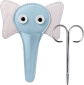 Rubis Switzerland Elefantina - Nagelschaar voor Kinderen met afgeronde punt in leren etui - baby nagelschaartje gebogen, stompe punt - manicureset en nagelset