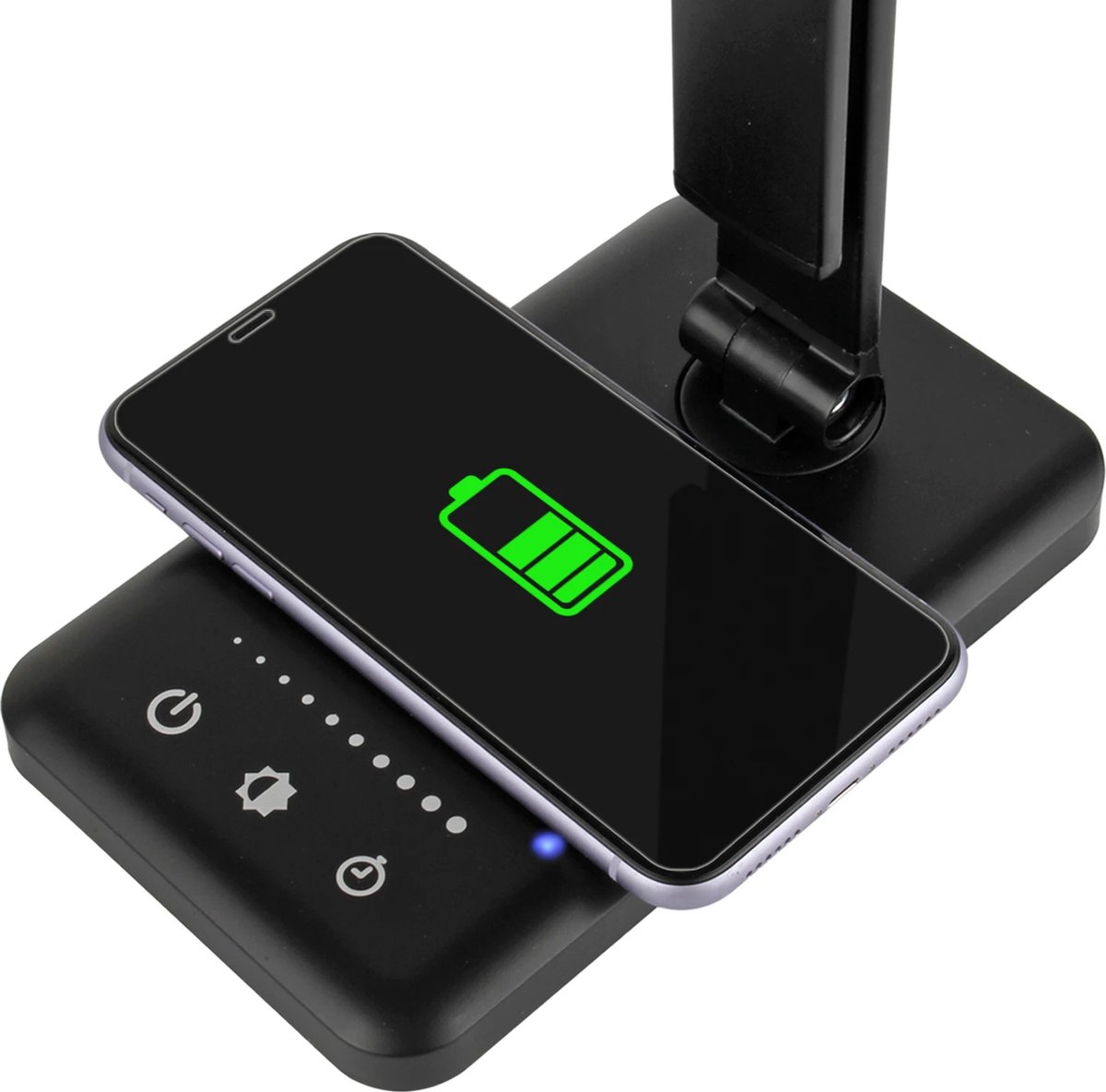 Koop de LAOPAO LED-bureaulamp met dimfunctie, klok en draadloos opladen