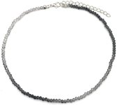 Ketting Glaskralen - Facet Geslepen - Verstelbaar 37-42 cm - Grijs