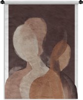 Wandkleed - Wanddoek - Mensen - Abstract - Bruin - Kunst - 60x80 cm - Wandtapijt