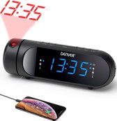 Denver Wekkerradio met Projectie - Opladen via USB - Digitale Wekker - FM Radio - Dubbel Alarm - CPR700