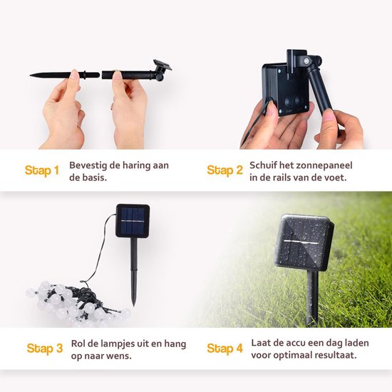 Happy Goods Solar Tuinverlichting op Zonneenergie - 50 LED - 7 Meter (5 meter verlicht) - Lampjes Slinger - Lichtsnoer Buiten - Fairy Lights - Solar - Sfeerverlichting - Buitenverlichting - Buitenlamp