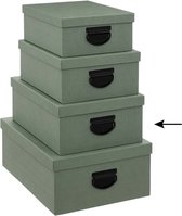 5Five Opbergdoos/box - 4x - groen - L35 x B26 x H14 cm - Stevig karton - Industrialbox