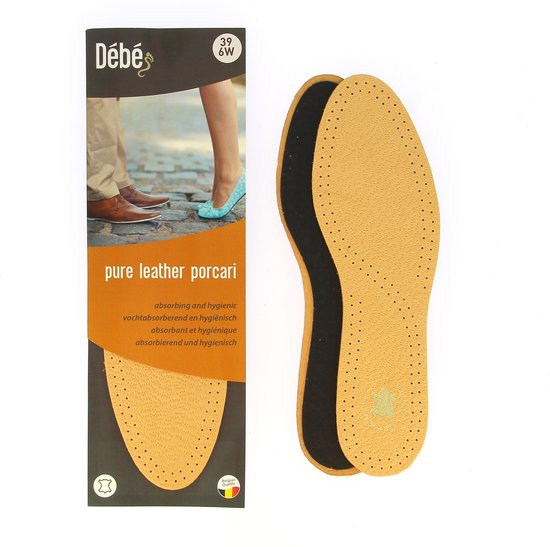 Foto: Debe pure leather porcari lederen inlegzool met schokdemping en latex actieve kool 39