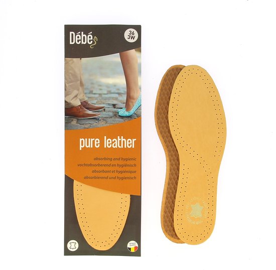 DEBE Pure leather - Lederen inlegzool met schokdempende latex onderlaag - 48