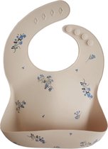 Bavoir bébé Mushie en silicone avec plateau de collecte | Fleurs lilas | Sans phtalate BPA| lavable