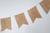 Vlaggenlijn van stof | Jute - 5 meter - jute vaandel vlaggetjes - Bruiloft decoratie slingers / Huwelijk versiering (personaliseerbaar) - Stoffen slingers handgemaakt & duurzaam