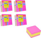 Stick'n Kubus sticky notes - 4 pack - 76x76mm, neon/pastel mix roze, 1600 memoblaadjes