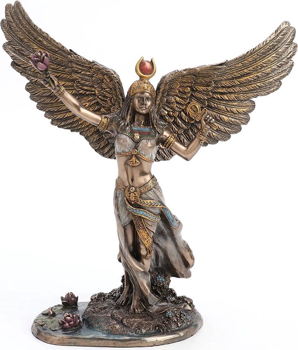 Veronese Design - Egyptische Godin Isis - Gebronsd beeld - Zeer gedetailleerd en mooi - (hxbxd) ca. 29cm x 27cm x 12cm