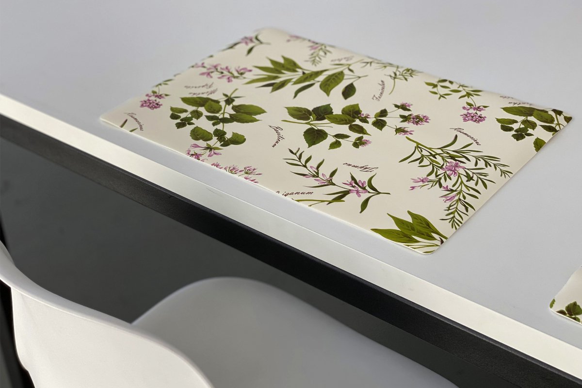 Luxe afwasbare placemat - rechthoekig 45cm x 31cm - Kruiden- Per set van 12 stuks