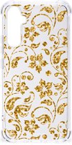 Smartphone hoesje Geschikt voor Samsung Galaxy A34 Hoesje Bumper met transparante rand Gouden Bloemen