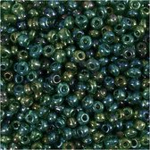 Rocailles, d 3 mm, afm 8/0 , gatgrootte 0,6-1,0 mm, groen glans, 25 gr/ 1 doos