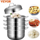 Vevor® Steam Pot - Cuiseur Nourriture - Pan avec Couvercle en Glas Trempé - 5 Couches - ⌀ 30 cm