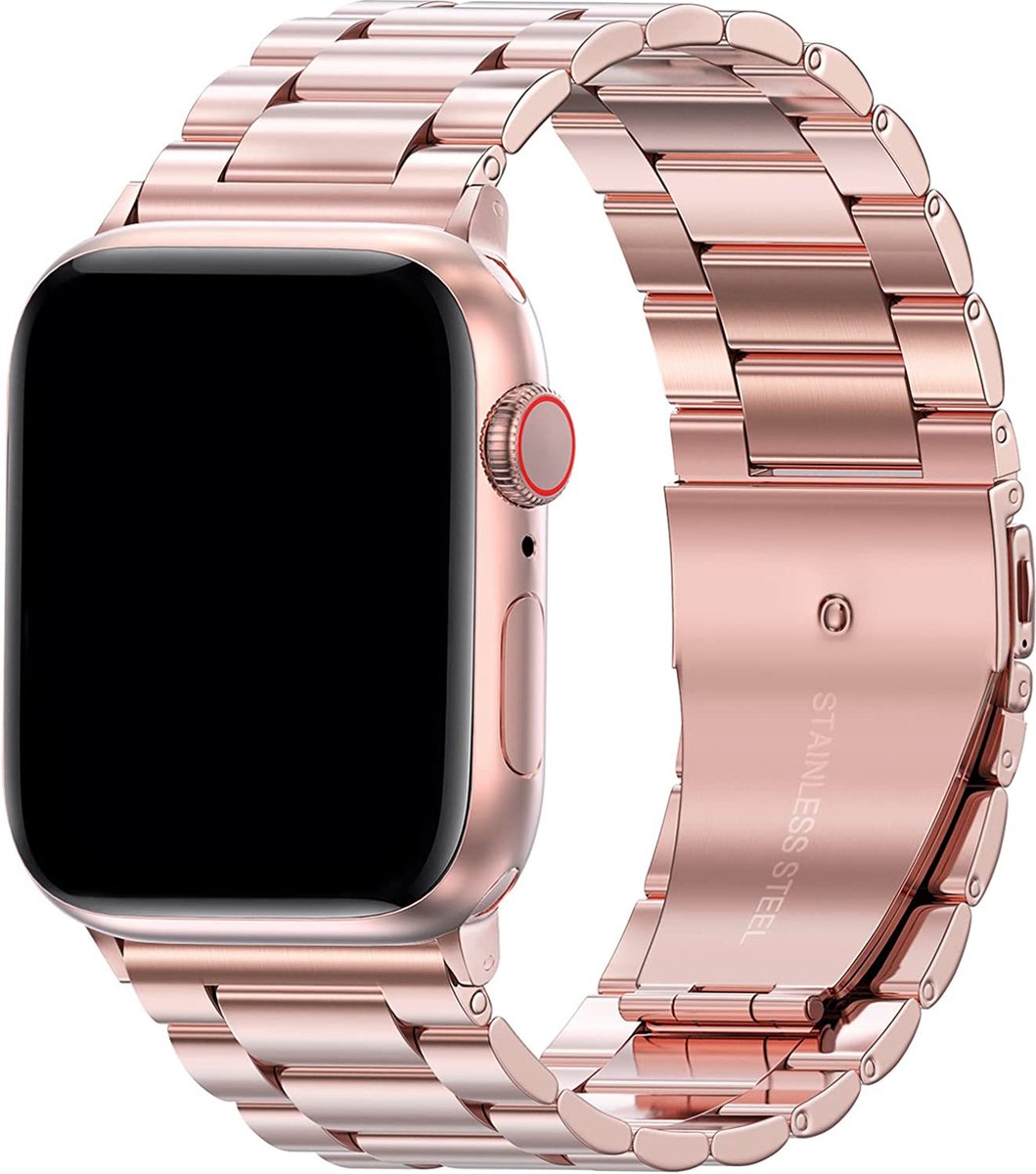 Stalen Schakel bandje voor Apple Watch 42/44/45mm Rose Goud