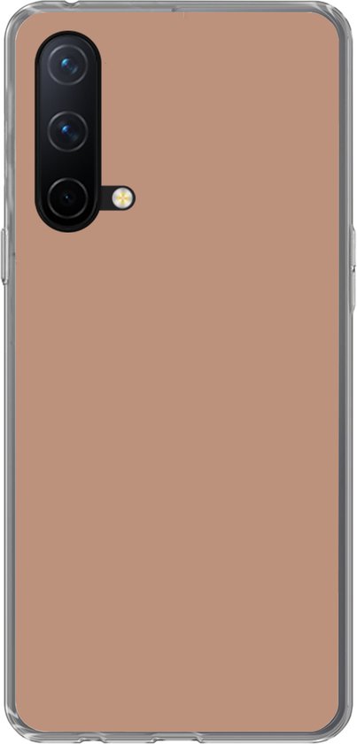 Coque de téléphone en silicone beige pour OnePlus Nord CE 5G avec objectif de caméra.