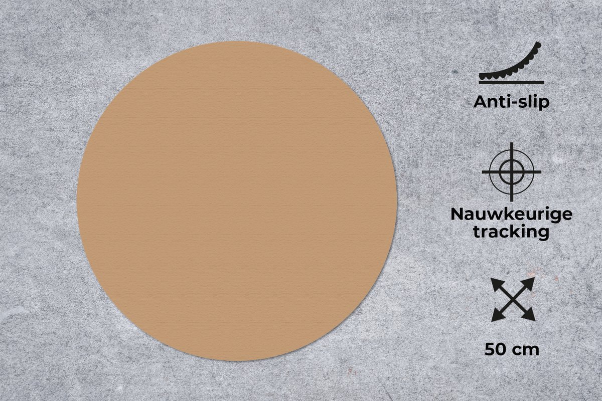 Muismat rond 50x50 cm - Mousepad Bruin - Effen print - Ronde muismatten