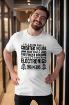Rick & Rich - T-Shirt All Men Are Equal Except - T-Shirt Electrician - T-Shirt Engineer - Wit Shirt - T-shirt met opdruk - Shirt met ronde hals - T-shirt met quote - T-shirt Man - T-shirt met ronde hals - T-shirt maat 3XL