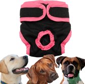Couche pour chienne / Pantalon de course chien pour incontinence et chaleur - Couche taille XL - noir/rose