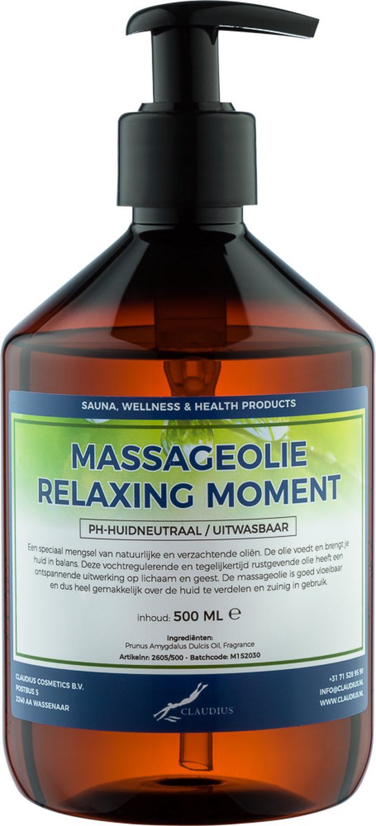 Goedkoopste Massageolie Relaxing Moment 500 ml met pomp - 100 natuurlijk - biologisch en koud geperst