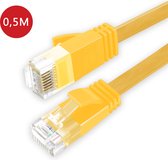 BukkitBow - Cat6 - U/UTP Kabel – Netwerkkabel – Extra Plat – 0.5 Meter – Geel