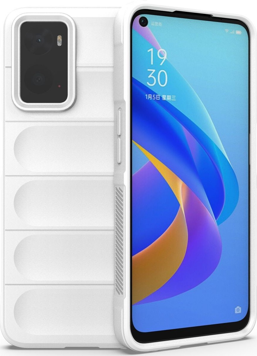 Mobigear Hoesje geschikt voor OPPO A96 Telefoonhoesje Flexibel TPU | Mobigear Bumpy Backcover | A96 Case | Back Cover - Wit