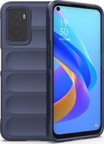 Mobigear Hoesje geschikt voor OPPO A96 Telefoonhoesje Flexibel TPU | Mobigear Bumpy Backcover | A96 Case | Back Cover - Donkerblauw