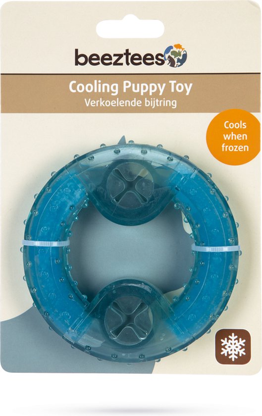 Beeztees Cooling Puppy Toy, verkoelende bijtring, blauw.