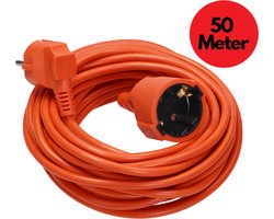 Verlengsnoer 50 meter – Verlengkabel buiten voor max. 3680 Watt – Verlengsnoer buiten IP20 – 3 x 1,0 mm² - Oranje