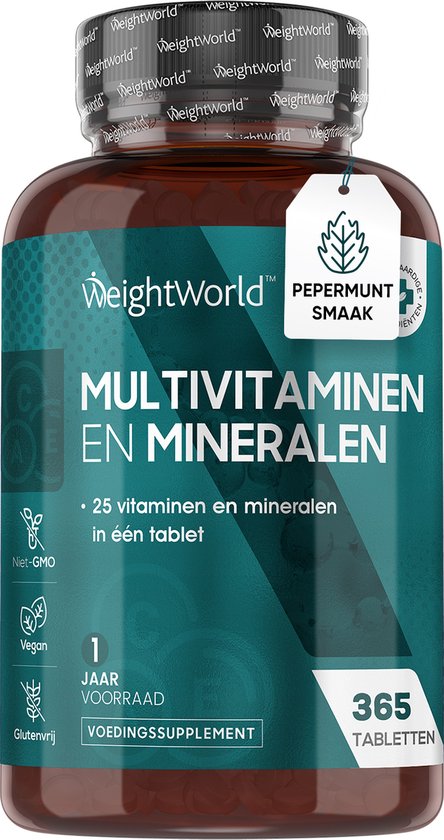 WeightWorld Multivitaminen en Mineralen - Met 27 vitamines en mineralen - 365 tabletten voor 1 jaar voorraad