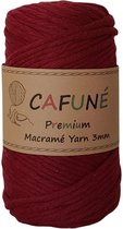 Cafuné Macrame Garen Premium-Bordeaux-3mm-70 meter-Single Twist-Uitkambaar-Gerecycled katoen-koord