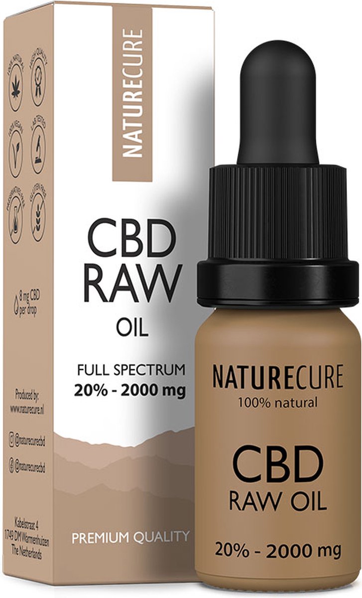 Goedkoopste Nature Cure CBD/CBDA-olie RAW 20 - 2000 mg- Full Spectrum 10 ml