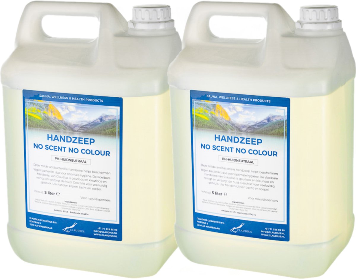 Goedkoopste Handzeep No Scent, No Colour 5 liter - set van 2 stuks - navulling - Voordeelverpakking