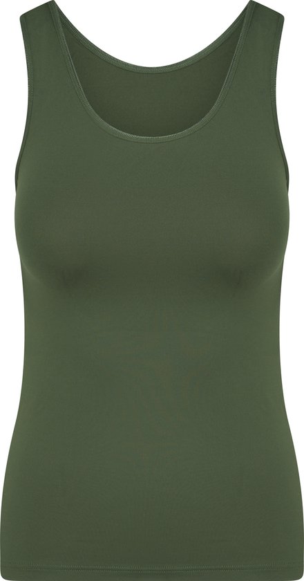RJ Bodywear Pure Color dames top (1-pack) - hemdje met brede banden - donkergroen - Maat: L