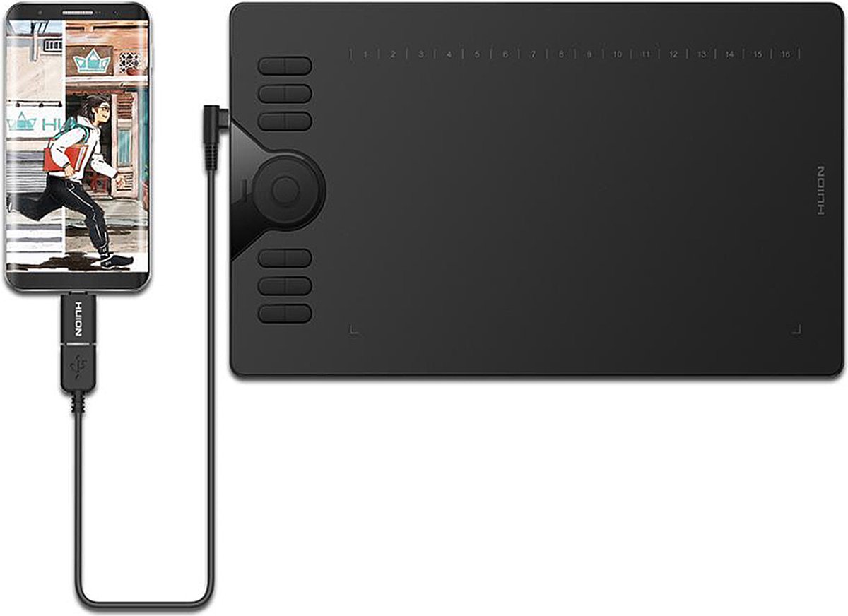 Huion® HS610 Tekentablet - Grafische Tablet Met Ergonomische Pen - Professionele Tekentablet - 28 Instelbare Toetsen