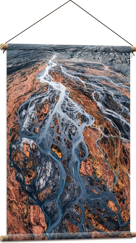 Textielposter - Patroon van Rivieren Stromend door Vulkaangebied - 60x90 cm Foto op Textiel