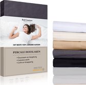 Bed Couture - Percale Hoeslaken van 100% hoogwaardig Katoen - Eenpersoons 90x200cm - Hoekhoogte 30cm - Ultra zacht en soepel - Antraciet