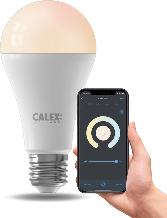 Calex Ampoule Intelligente - Siècle des Lumières LED Wifi - E27 - Source de Lumière Smart - Dimmable - Lumière Blanche Chaude - 14W