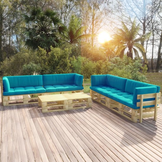 Furniture Limited 6delige Loungeset pallet met kussens groen