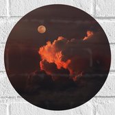 Muursticker Cirkel - Maan bij Wolken - 30x30 cm Foto op Muursticker