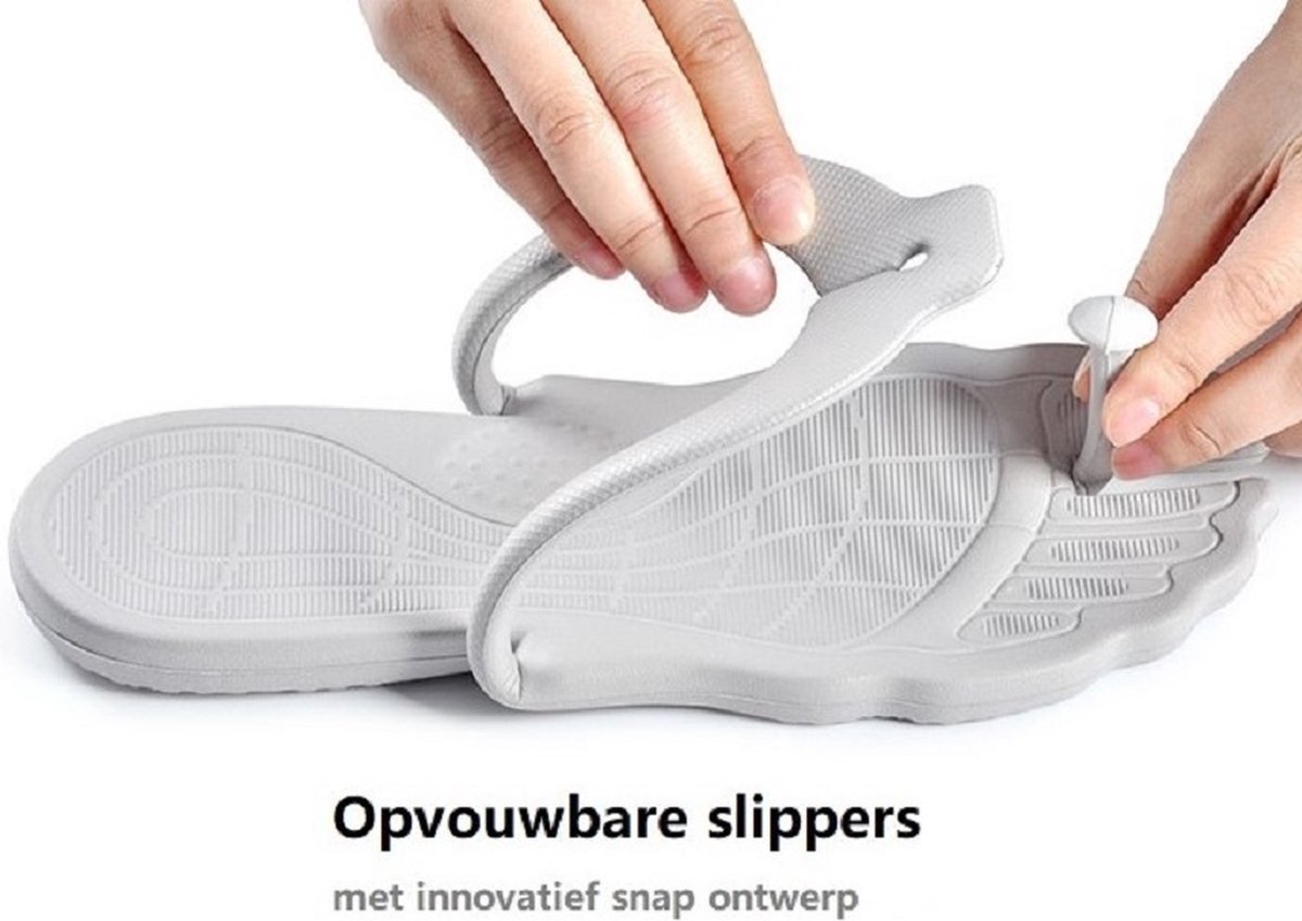 Wiwi Home Life - Slippers - Maat 41-42 - Reisslippers - Traveling slippers - Opvouwbare - Foldable - On the go - Sandaal - Sandals - Strandslipper - Ruimtebesparende - Space saving - Gemakkelijk - Convenient voor verpakking - Anti-slip - Grey