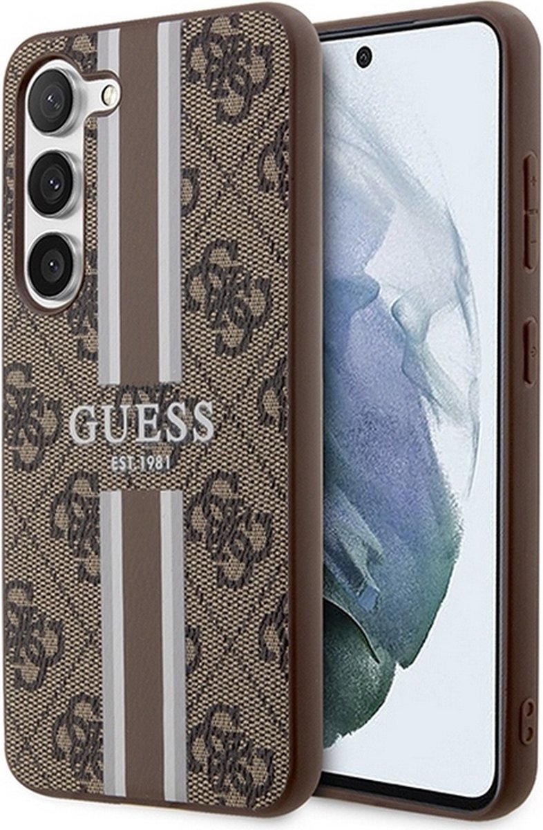 Guess 4G Printed Stripe Back Case - Geschikt voor Samsung Galaxy S23 Plus (S916) - Bruin