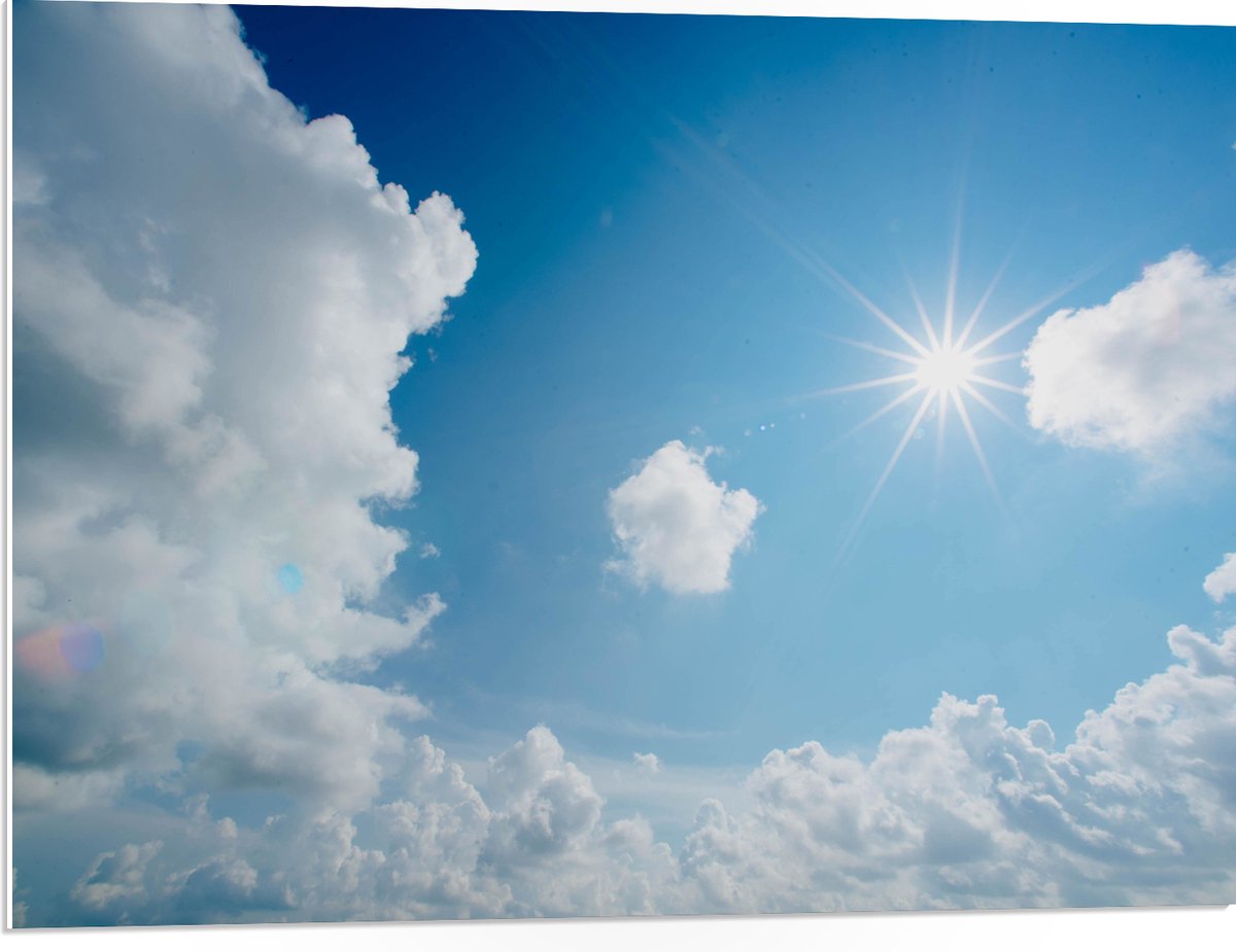 PVC Schuimplaat - Felle Zon door Sluierbewolking - 80x60 cm Foto op PVC Schuimplaat (Met Ophangsysteem)