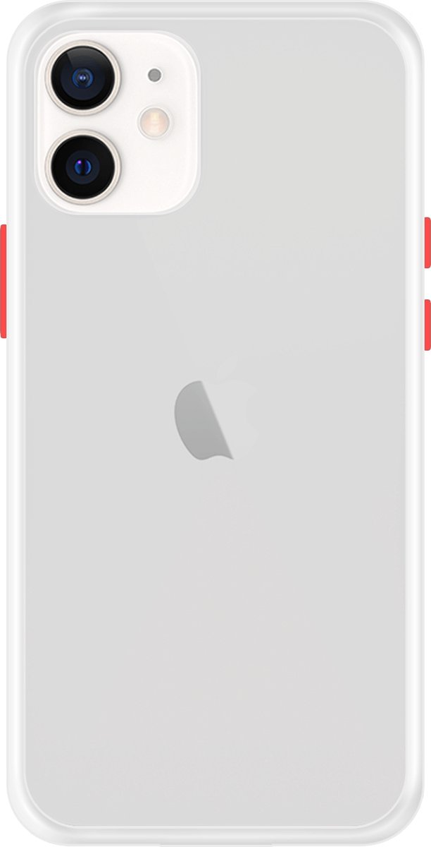Telefoonglaasje Hoesje - Geschikt voor iPhone 12 Mini - TPU randen met PVC achterzijde - Wit/Transparant - Beschermhoes - Case - Cover