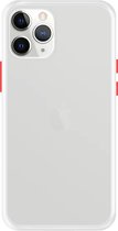 Telefoonglaasje Hoesje Geschikt voor iPhone 11 Pro Max - TPU randen met PVC achterzijde - Wit/Transparant - Beschermhoes - Case - Cover