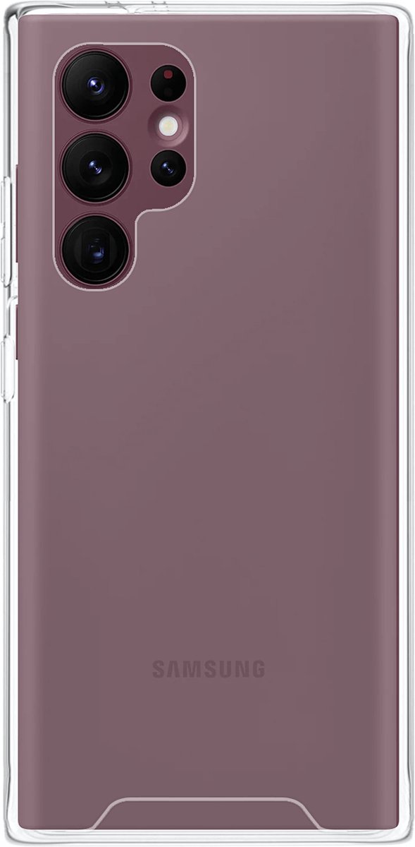 Telefoonglaasje Hoesje Geschikt voor Samsung Galaxy S22 Ultra - PVC met TPU randen - Transparant - Beschermhoes - Case - Cover